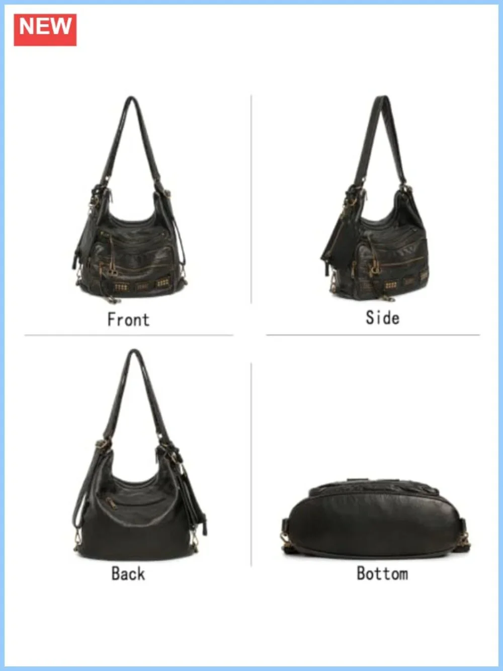 Vegan Leather Hobo Bag Y2K Shoulder Purse Crossbody